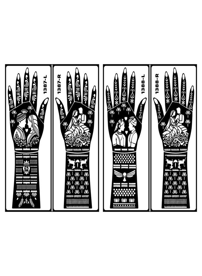 ORDERSHOCK Beautiful Flower Henna Stencil Sticker 2 Pack Of Combo Kit For Both Hands & Finger Perfect For Beginners & Mehndi - Image 2