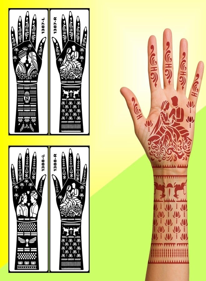 ORDERSHOCK Beautiful Flower Henna Stencil Sticker 2 Pack Of Combo Kit For Both Hands & Finger Perfect For Beginners & Mehndi - Image 3