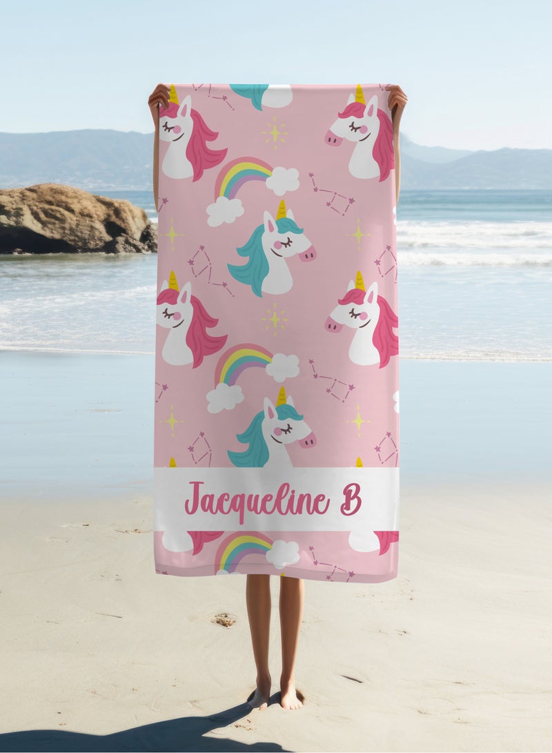 Share the Love Personalised Unicorn Print Beach Towel (90x180cm) - Image 2
