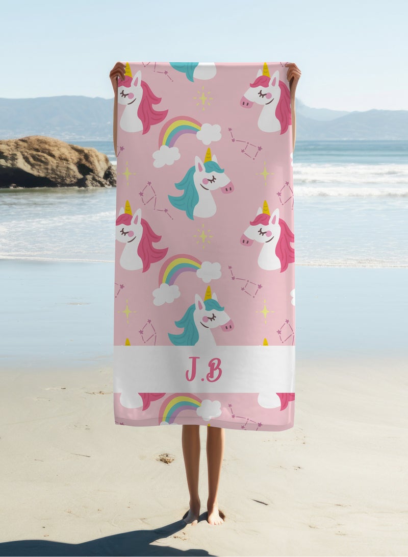 Share the Love Personalised Unicorn Print Beach Towel (90x180cm) - Image 3