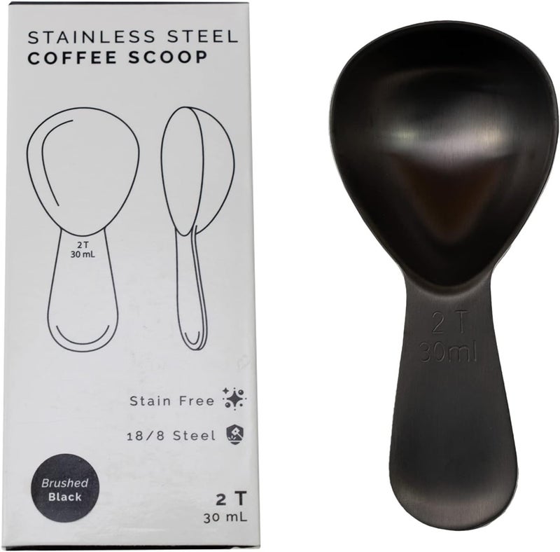 Planetary Design Coffee Scoop 2 Tbsp – Brushed Black, Stainless Steel – Precise Measuring Spoon for Coffee, Tea & More – Ergonomically Balanced Handle – Fits Inside Airscape® Canisters - Image 1