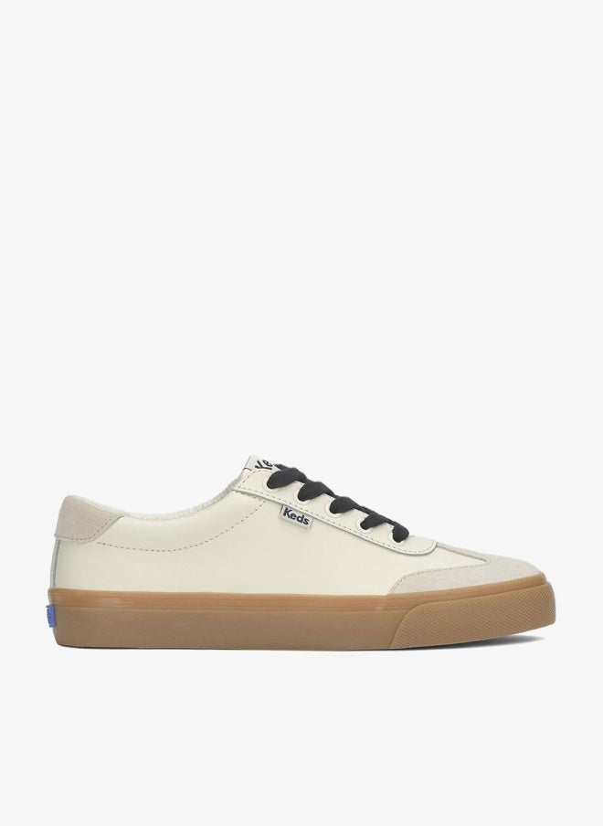 Keds Women's Jump Kick T-Toe Lace Up Leather/Suede Casual Sneaker Beige - Image 1