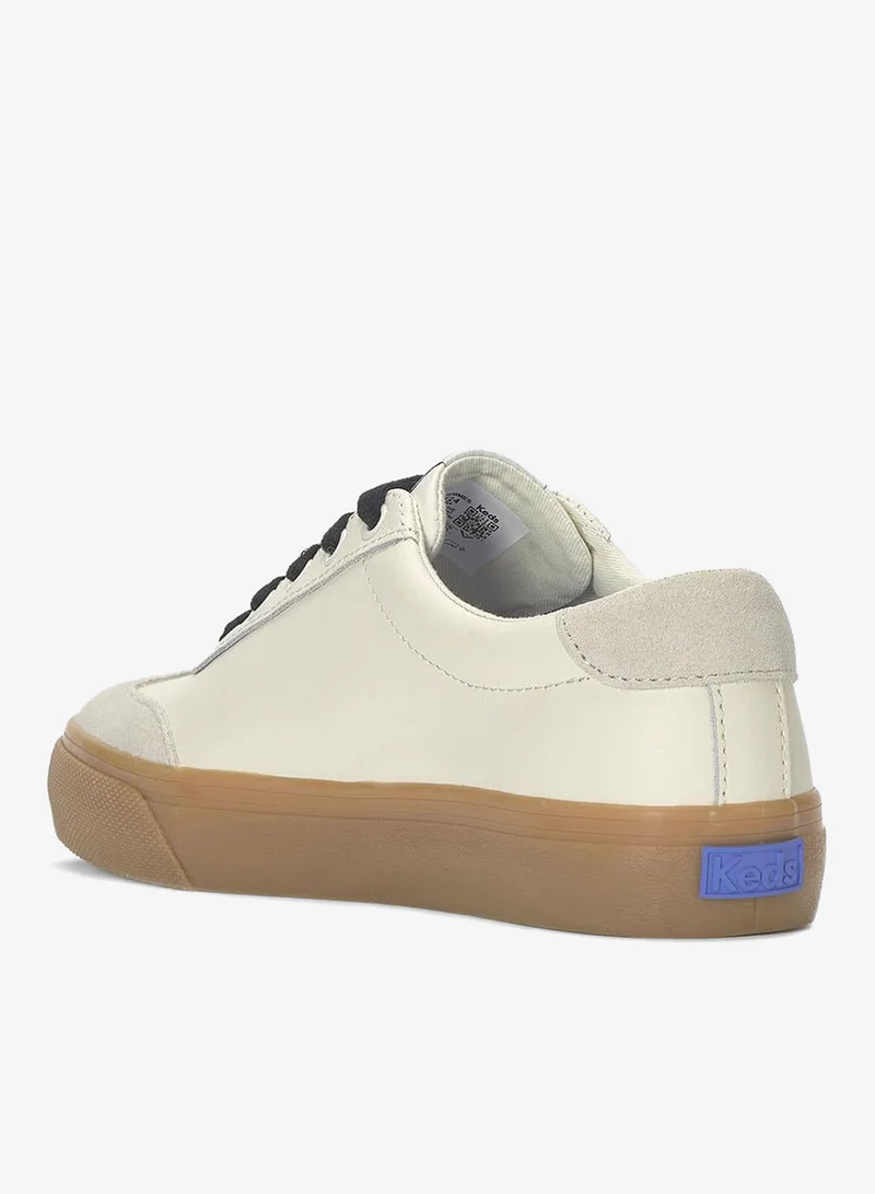 Keds Egret/Oatmeal Keds Women's Jump Kick T-Toe Lace Up Leather/Suede Casual Sneaker Beige for Women | Best Price UAE