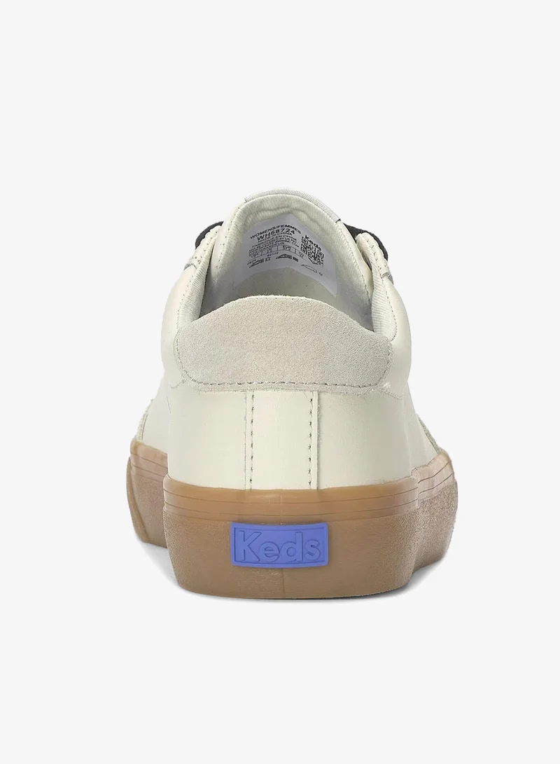 Keds Keds Women's Jump Kick T-Toe Lace Up Leather/Suede Casual Sneaker Beige