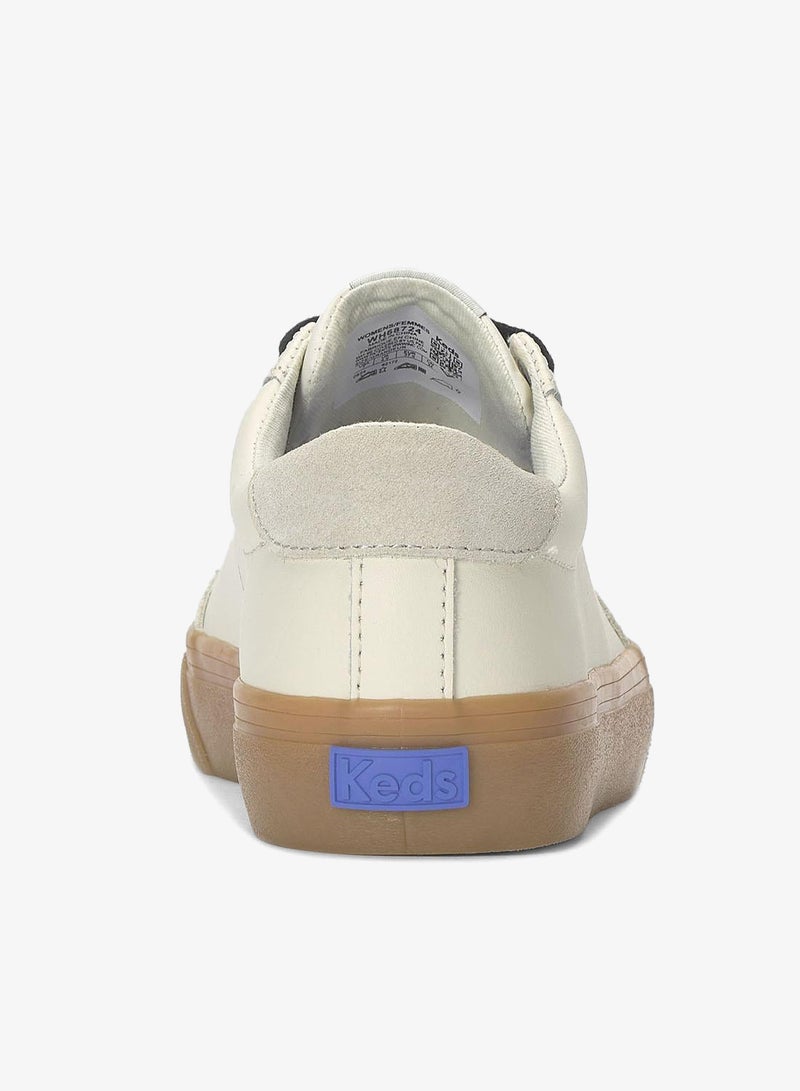 Keds Women's Jump Kick T-Toe Lace Up Leather/Suede Casual Sneaker Beige - Image 2