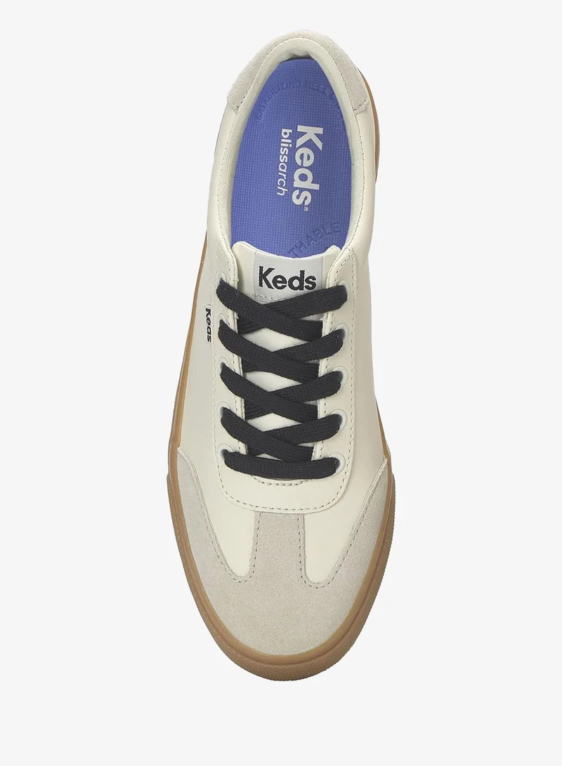 Keds Egret/Oatmeal Keds Women's Jump Kick T-Toe Lace Up Leather/Suede Casual Sneaker Beige for Women | Best Price UAE