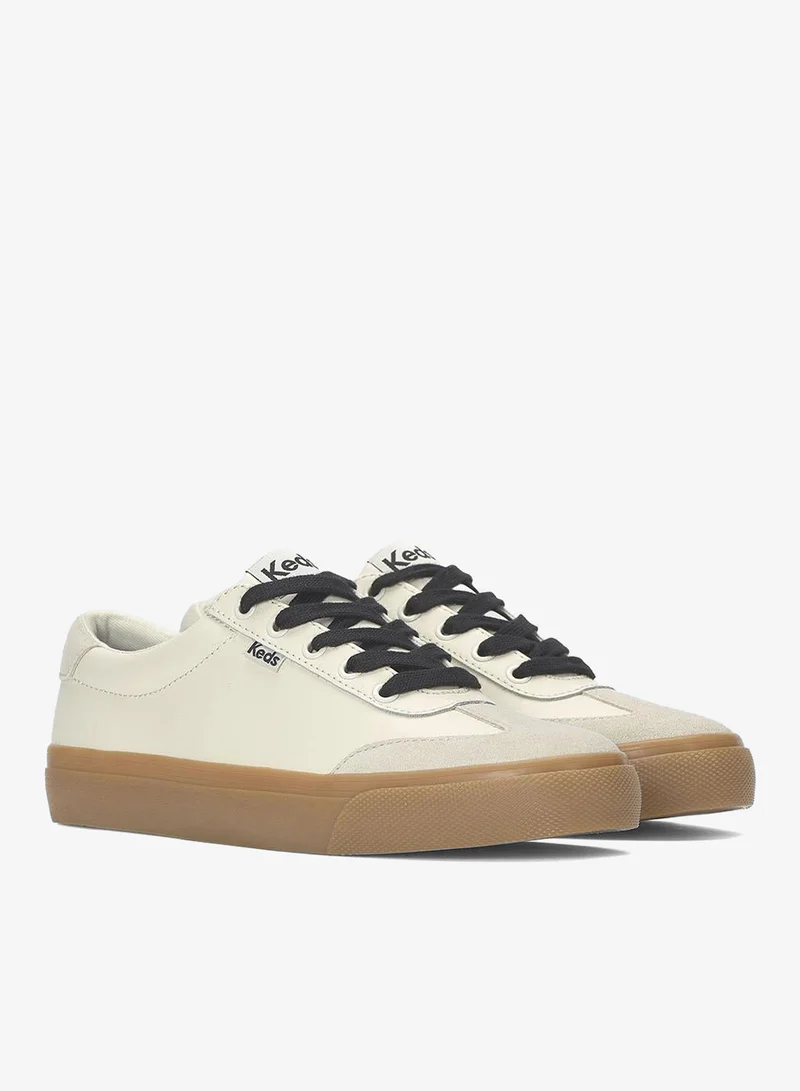 Keds Egret/Oatmeal Keds Women's Jump Kick T-Toe Lace Up Leather/Suede Casual Sneaker Beige for Women | Best Price UAE