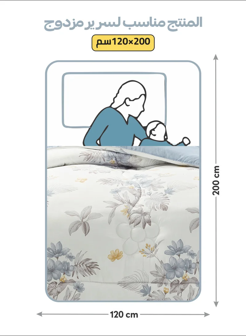 Donetella Bedding Comforter Set Single Size, 4-Pcs Bed Set Fits 120x200 Cms -Printed Bedding Set-All Season- Brushed Microfiber (طقم مفرش سرير فندقي)