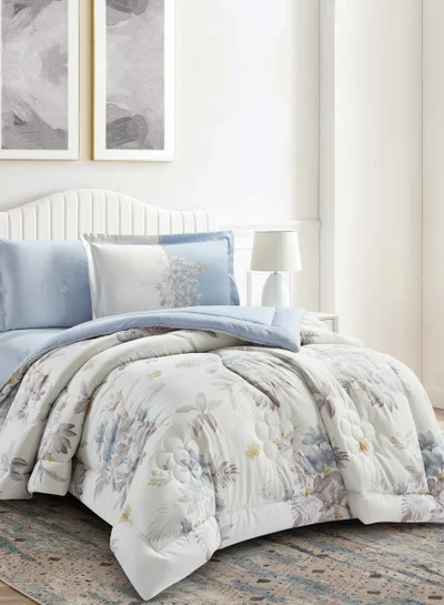 Donetella Bedding Comforter Set Single Size, 4-Pcs Bed Set Fits 120x200 Cms -Printed Bedding Set-All Season- Brushed Microfiber (طقم مفرش سرير فندقي)
