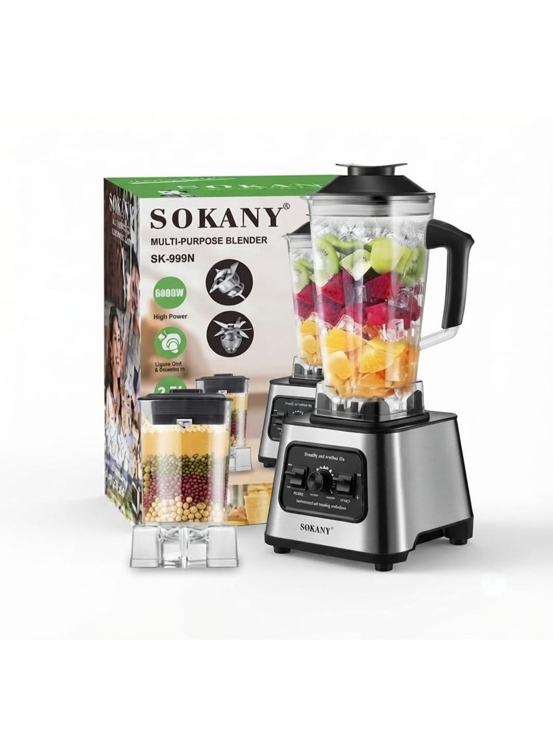 سوكاني خلاط سوكانى بقوة 6000 وات سعه 2.5 لتر 9 سرعات SK-999 N 6000 واط فضي - Image 1
