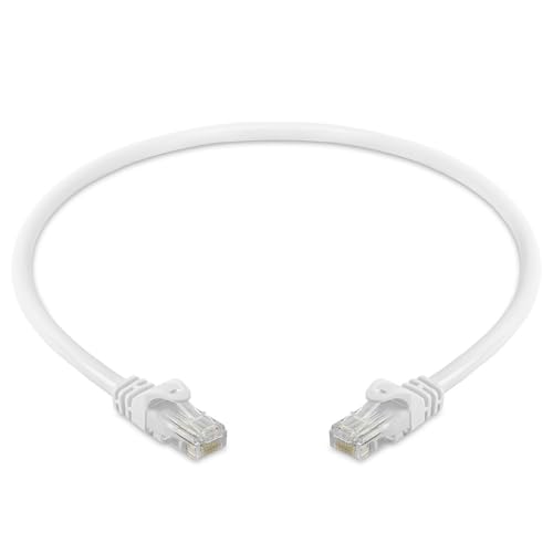 Cmple - Cat 6 Ethernet Cable 1.5 ft, Cat6 Patch Cables 10Gbps Network LAN Cord, 550MHz, RJ45 Connectors, Compatible with Gaming Computer, Laptop, Modem, Router, Gaming Console - White - Image 2
