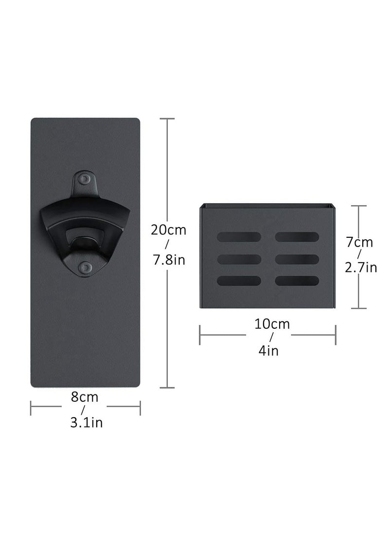 SYOSI - Magnetic Bottle Opener with Cap Catcher   Wall Mounted Beer Bottle Opener Cap Collector for Fridge, Kitchen, Bar, Ideal Gift for Men WomenBlack - Image 1