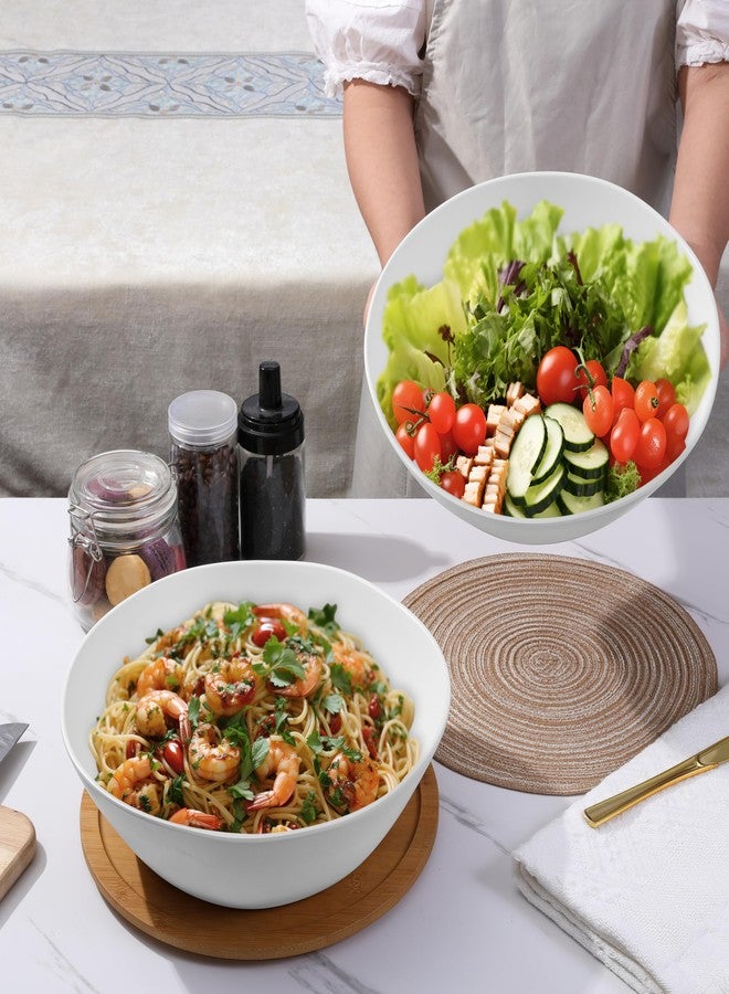 ZAROCRUS Melamine Serving Bowl, 2 Pack 12 inch Fruit Salad Bowls, 130 Oz Pasta Bowls Set of 2, Large White Serving Dishe/Mixing bowl for Entertaining, Break-Resistant Melamine Bowl - Image 2