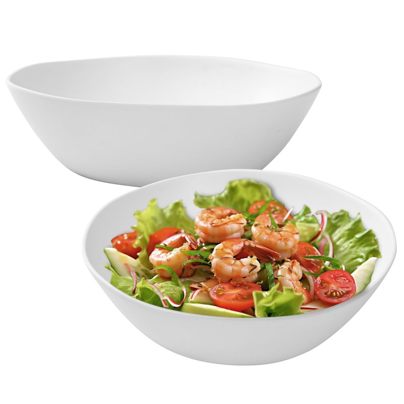 ZAROCRUS Melamine Serving Bowl, 2 Pack 12 inch Fruit Salad Bowls, 130 Oz Pasta Bowls Set of 2, Large White Serving Dishe/Mixing bowl for Entertaining, Break-Resistant Melamine Bowl - Image 1