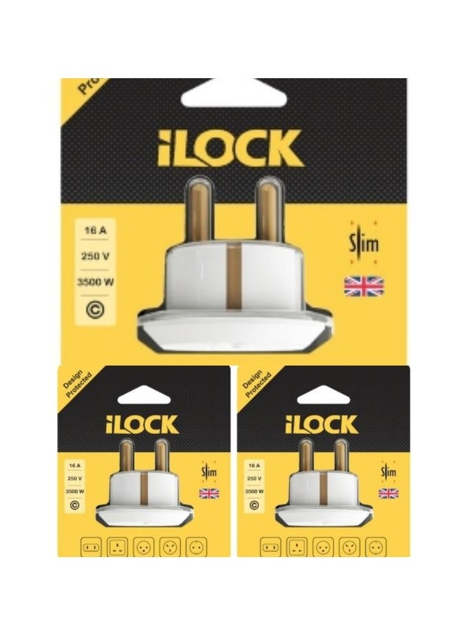 Travel Plug Adapter, 3 Pieces - White