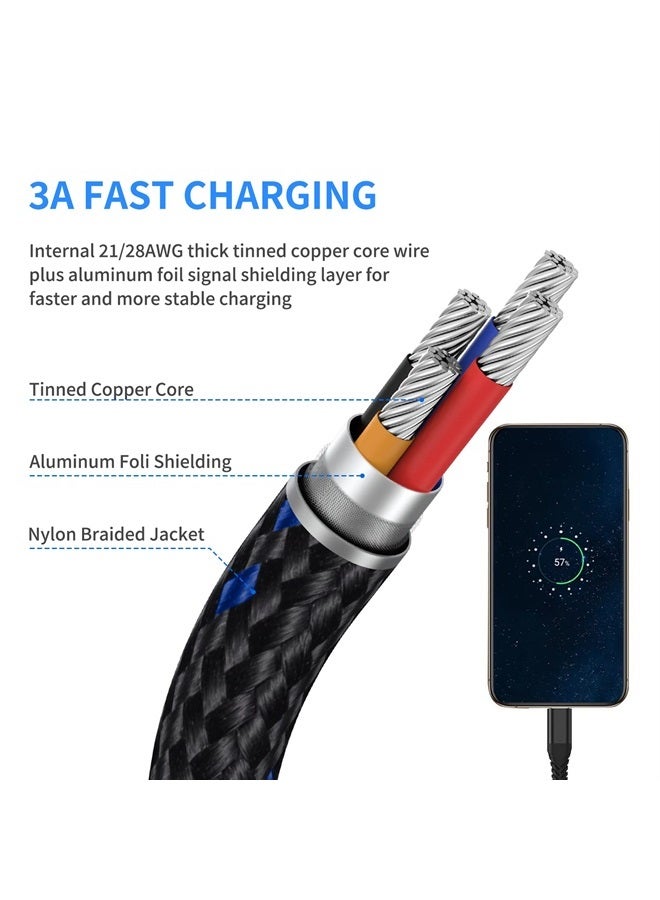 Umefly 6 inch USB-C Charging Cable Short, 3 Pack Braided USB A to USB C Cord Fast Charging Type C Cable for Charging Station, Compatible with Samsung Galaxy S22 Ultra Note 20 A21 LG V30 V40 Pixel 6 - Image 4