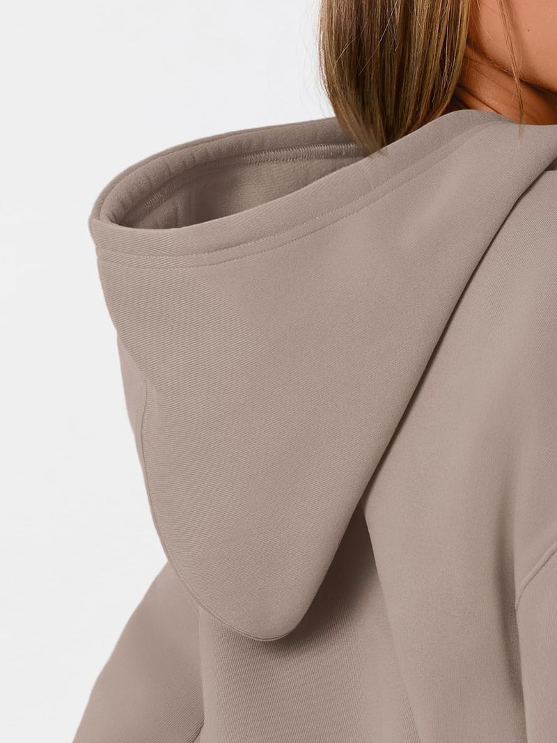 WYNNQUE Hoodies for Women Oversized Sweatshirts Fall Fashion Outfits 2026 Casual Sweaters Tops Fleece Plus Size Workout Comfy Winter Clothes CoffeeGrey XL - Image 5