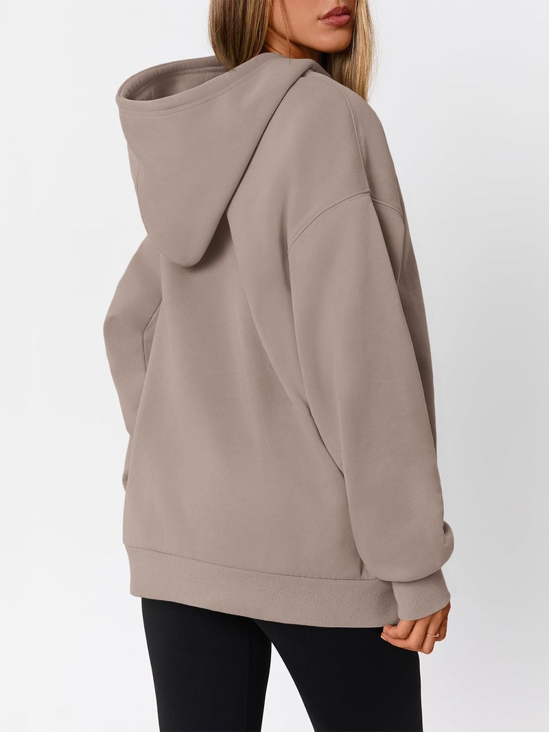 WYNNQUE Hoodies for Women Oversized Sweatshirts Fall Fashion Outfits 2026 Casual Sweaters Tops Fleece Plus Size Workout Comfy Winter Clothes CoffeeGrey XL - Image 4