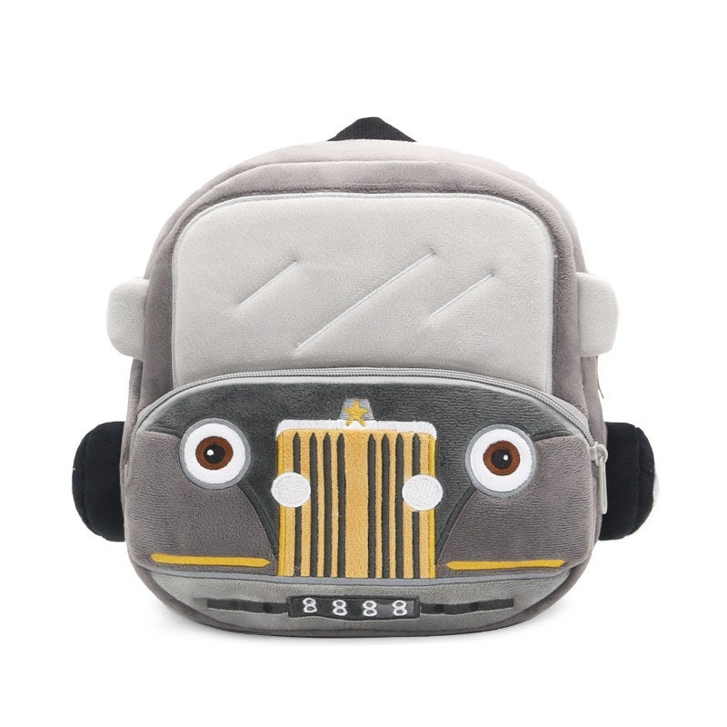 Plush Kids Backpack, Medium Vintage Car Vehicle Design, Soft Lightweight School Bag for Toddlers and Preschool Kids - Image 2