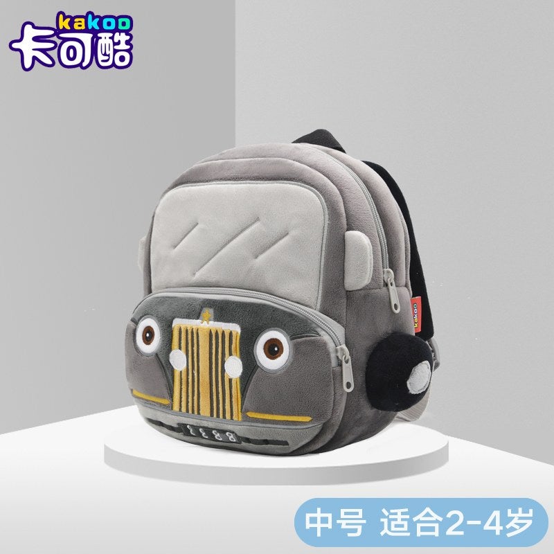 Plush Kids Backpack, Medium Vintage Car Vehicle Design, Soft Lightweight School Bag for Toddlers and Preschool Kids - Image 5