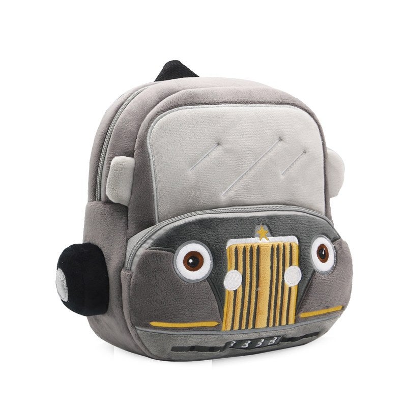 Plush Kids Backpack, Medium Vintage Car Vehicle Design, Soft Lightweight School Bag for Toddlers and Preschool Kids - Image 3