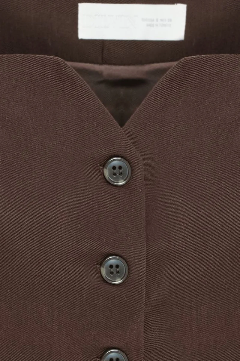 Dilvin Dark Mocha Brown DILVIN Women’s Cropped Fitted Tencel Waistcoat for Women | Best Price UAE