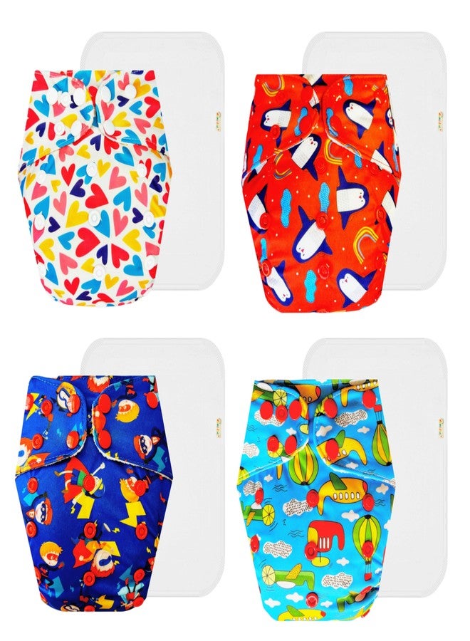 Dumbledo Premium Cloth Diaper with Cotton Insert (Pack of 4) | Hypoallergenic | Reusable & Washable | Travel Friendly | Designed by Moms | 3 Months - 3 Years | Unisex Baby - Image 1