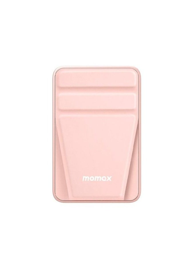 Momax - Magnetic Wireless Battery Pack – 15W Fast Charging Power Bank with Foldable Stand for iPhone & MagSafe Devices (Pink) | IP121P - Image 1