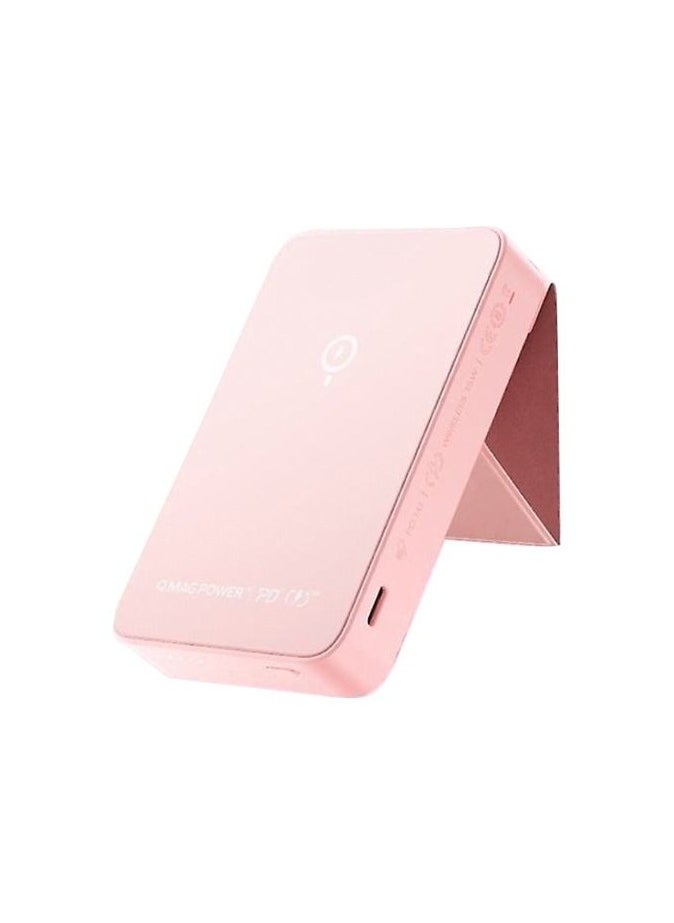 Momax - Magnetic Wireless Battery Pack – 15W Fast Charging Power Bank with Foldable Stand for iPhone & MagSafe Devices (Pink) | IP121P - Image 1