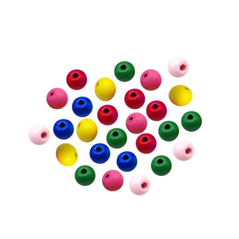 200 Pieces Colorful Wooden Round Loose Beads For DIY Jewelry Necklace Making Craft Decor For Adults Boys And Girls - Image 2