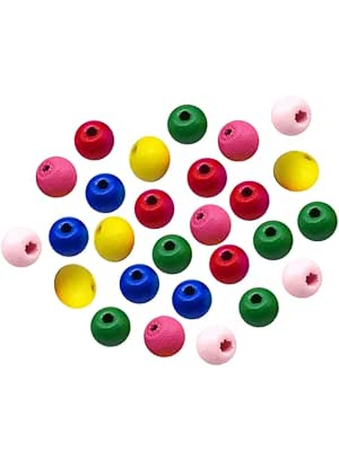 200 Pieces Colorful Wooden Round Loose Beads For DIY Jewelry Necklace Making Craft Decor For Adults Boys And Girls - Image 1