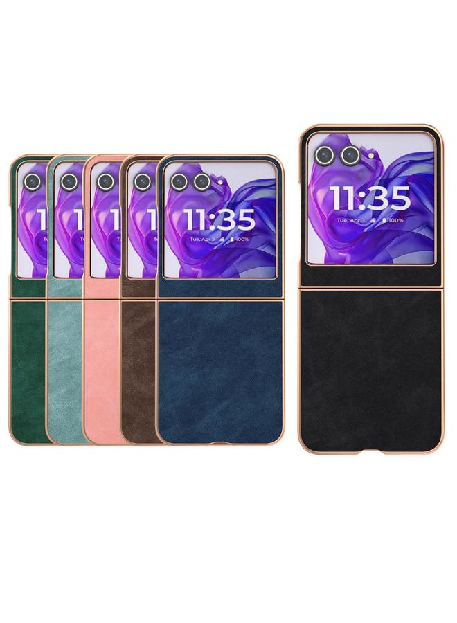 اس-توب جراب لهاتف Motorola Razr 50 بإطار مطلي بالكهرباء مصنوع من جلد البولي يوريثان مع تغطية كاملة - Image 5