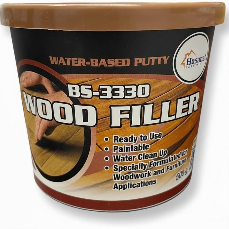 Bossil BS-3330 Wood Filler - Water-Based Putty, 500g (Brown Color) - Image 1