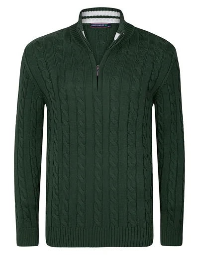 FELIX HARDY Cable Knit Half Zipper Pullover