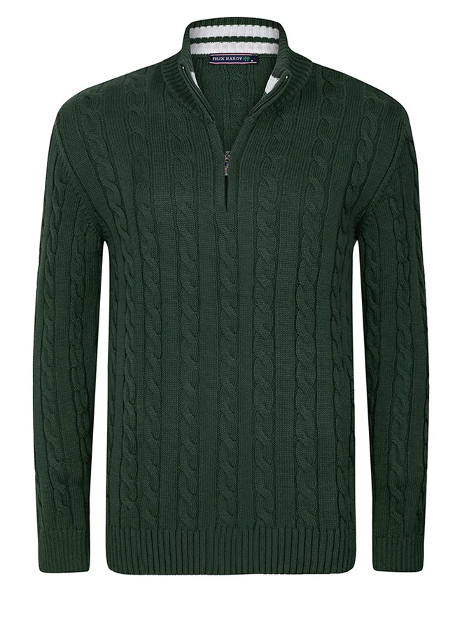 FELIX HARDY Cable Knit Half Zipper Pullover