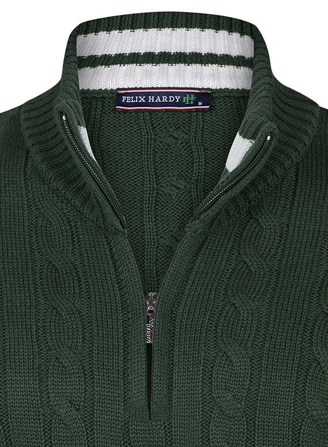 FELIX HARDY Cable Knit Half Zipper Pullover