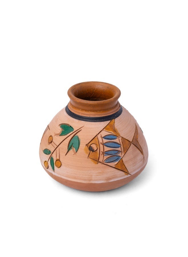 ارك مزهرية زخرفية مصنوعة يدويًا من الطين من ARK، تحفة فنية قبلية مرسومة يدويًا لديكور المنزل، بلمسة نهائية غير لامعة طبيعية، وعاء مميز لسطح الطاولة - Image 2