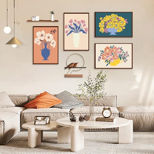 Okarina 4 Pack Paint by Numbers Kit for Adults with Frame Flowers, Framed Paint by Number for Adults Beginner with Wooden Easel, Floral Vase DIY Painting by Numbers Canvas Framed for Home Decor 8 x 12 Inch - Image 4