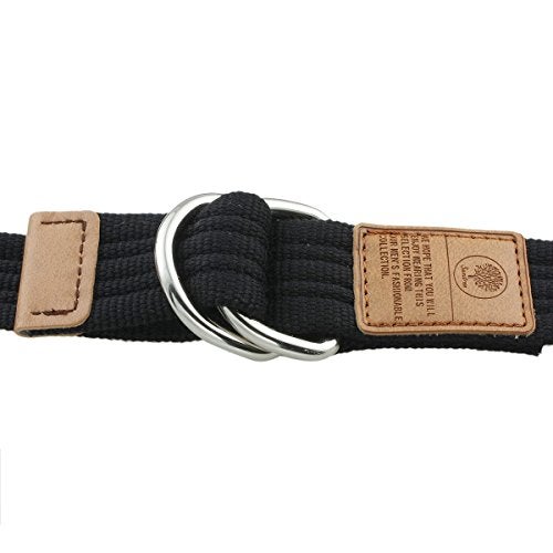 moonsix Canvas Web Belts for Men, Military Style D-ring Buckle Men's Belt, Black - Image 3