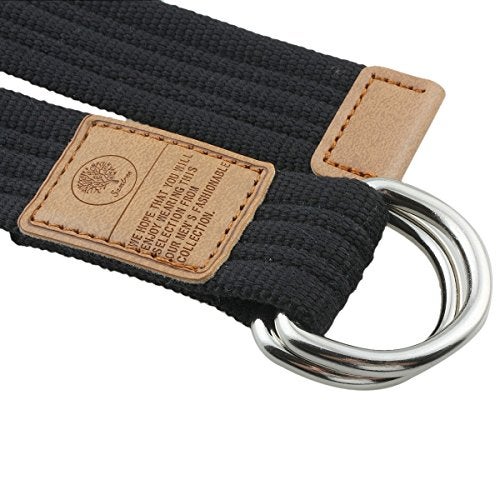 moonsix Canvas Web Belts for Men, Military Style D-ring Buckle Men's Belt, Black - Image 2