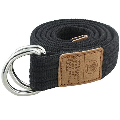 moonsix Canvas Web Belts for Men, Military Style D-ring Buckle Men's Belt, Black - Image 5