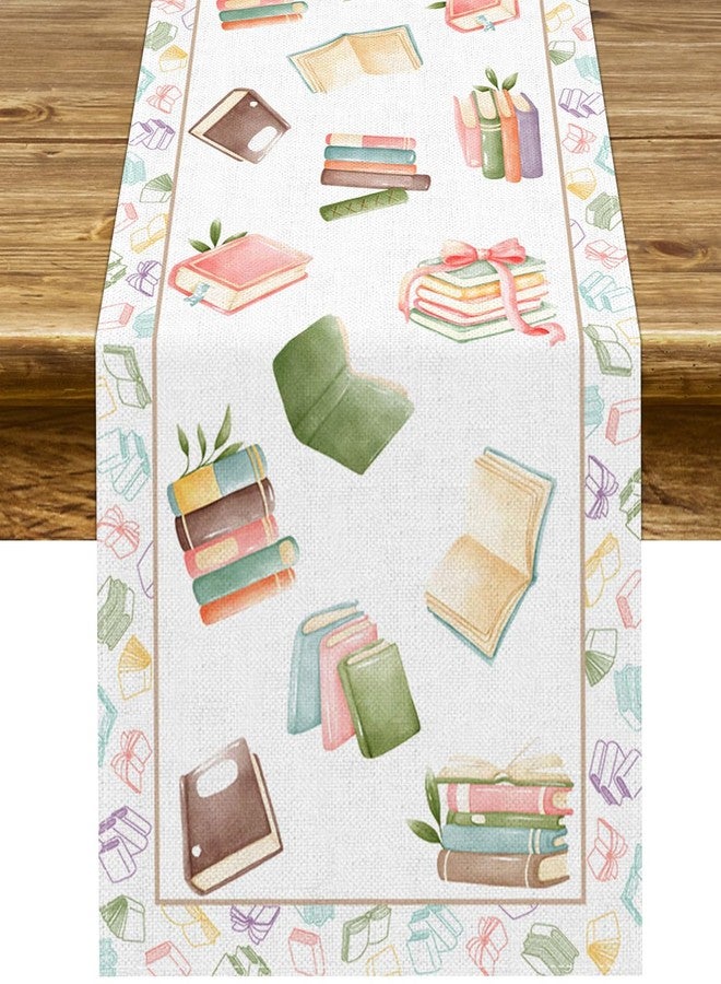 Pudodo Book Table Runner Read Across America Day One for The Books Themed Birthday Party Decoration First Chapter Kitchen Dining Room Home Decor (13" x 72") - Image 1