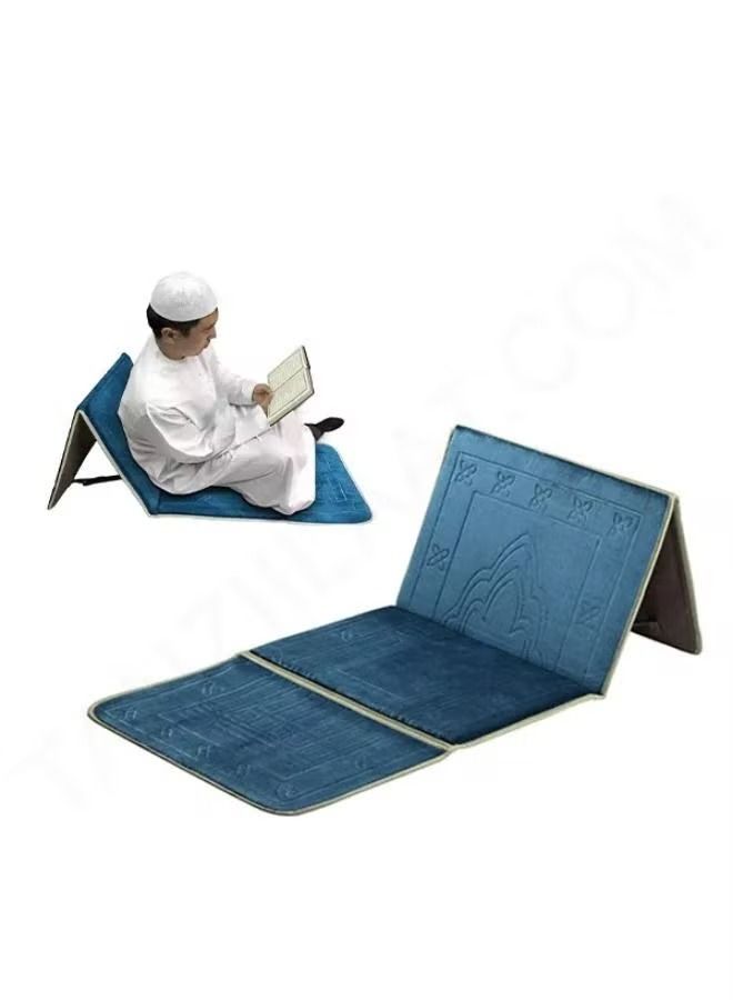 أكاليكس سجادة صلاة قابلة للطي 2 في 1 ومسند ظهر أزرق داكن - Image 3