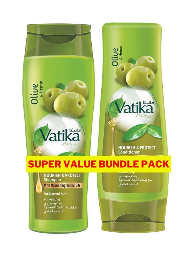 Vatika Naturals Nourish- Protect Shampoo And Conditioner Enriched With Olive And Henna Pack Of 2 400ml  - Image 1