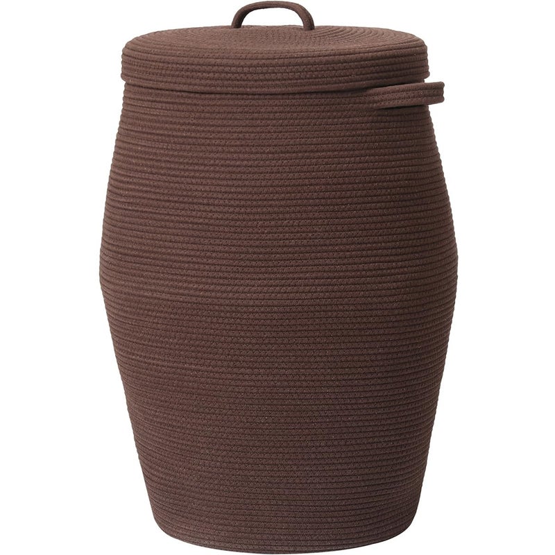 Cottonphant 26"x20" Handcrafted Tall Cotton Rope Basket with Lid, Stylish Flagon Shape with Cover, Clothes Hamper with Top, for Bedroom and Living Room, All Dark Brown - Image 2