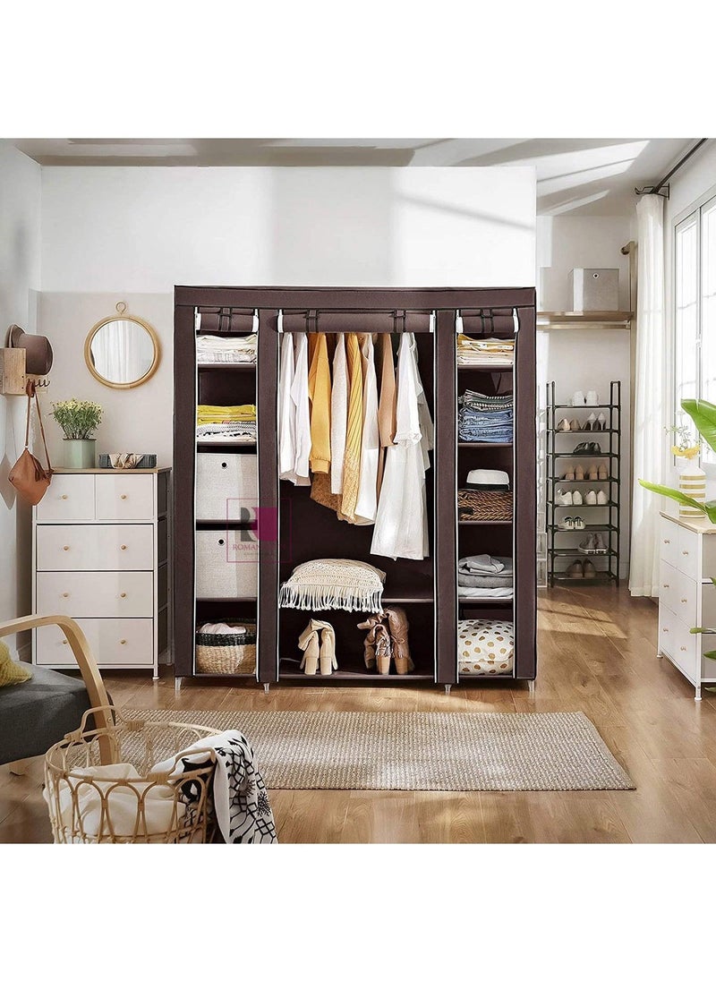 Portable Wardrobe Foldable Closet Clothes Storage Organizer with Hanging Rail Shelves Fabric Cover for Bedroom - pzsku/Z730974C2D12006B83B39Z/45/_/1693353757/bc8556e4-f734-42af-aa0a-8d3d14da8893