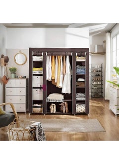 Roman Gifts Portable Wardrobe Foldable Closet Clothes Storage Organizer with Hanging Rail Shelves Fabric Cover for Bedroom  - Image 3
