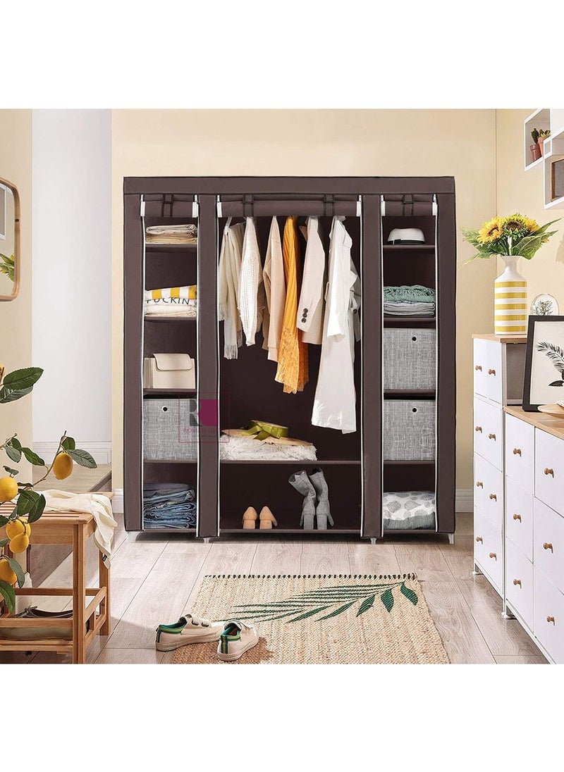 Portable Wardrobe Foldable Closet Clothes Storage Organizer with Hanging Rail Shelves Fabric Cover for Bedroom - pzsku/Z730974C2D12006B83B39Z/45/_/1693353796/3ad01d9a-44a3-41e8-82f0-28e13270c922