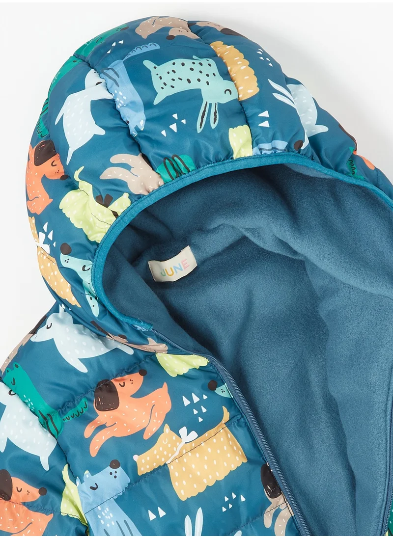 JUNE Dog Patterned Boy's Coat with Fleece Inside
