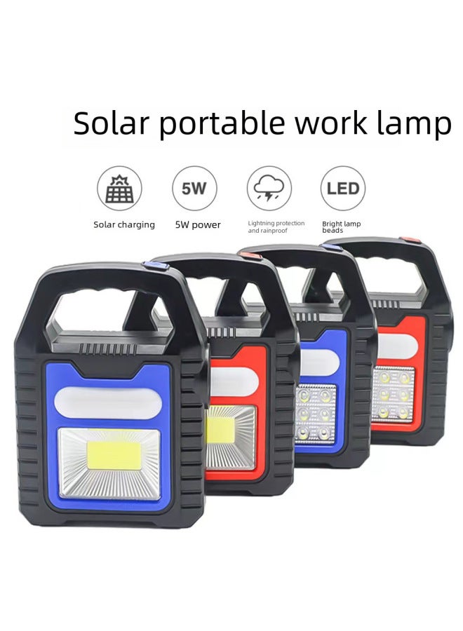 Strong Light Long-range Solar Flashlight LED Searchlight Rechargeable COB Maintenance Light Flood Light Flashlight-Color:Blue Led  - Image 3